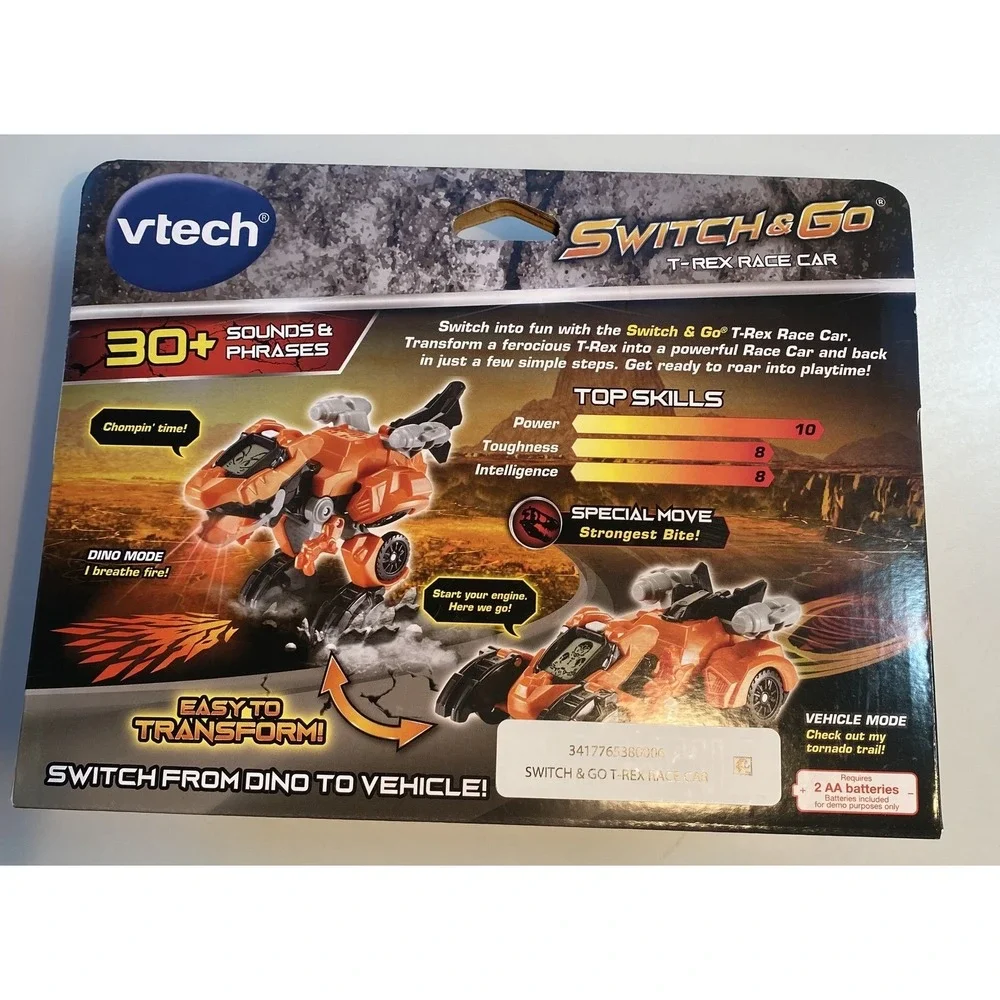 VTech Switch & Go T-Rex‎ Race Car Toy Animated Dino Eyes Light Up Effects Age 4+